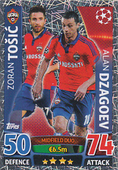 Zoran Tosic / Alan Dzagoev CSKA Moscow 2015/16 Topps Match Attax CL Midfield Duo #360